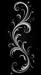 An AI generated image of an abstract floral design on black background.