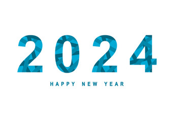 Blue 2024 happy new year greeting card celebration vector design