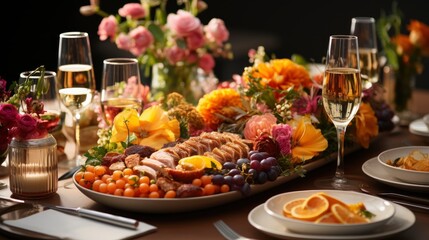 Colorful Thanksgiving table on white background ,Desktop Wallpaper Backgrounds,, Background HD For Designer