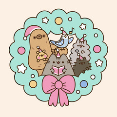Pusheen Cat Christmas Vector Illustration