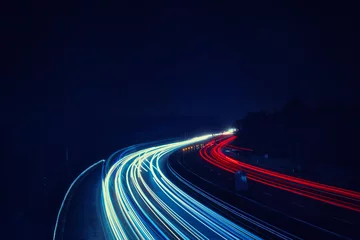 Abwaschbare Fototapete Autobahn in der Nacht Langzeitbelichtung - Autobahn - Strasse - Traffic - Travel - Background - Line - Ecology - Highway - Long Exposure - Motorway - Night Traffic - Light Trails - High quality photo 