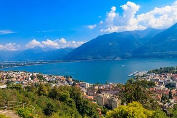 View of Locarno city and lake Maggiore in Switzerland