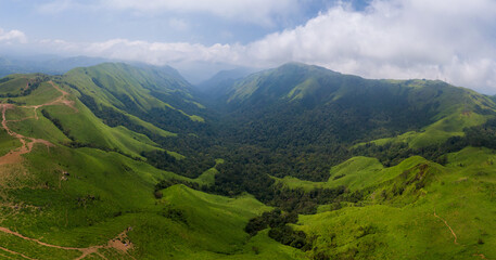 Fototapeta premium beautiful aerial Panaroma landscape of mountains