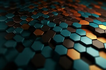 Abstract hexagon wallpaper - 3D render. Generative AI
