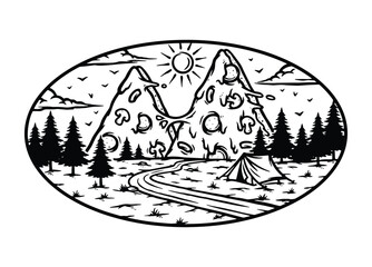 pizza mountain view in nature