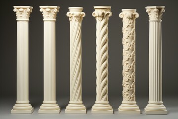 5 tall ivory columns. Generative AI