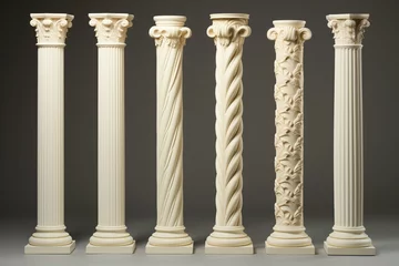 Foto op Canvas 5 tall ivory columns. Generative AI © Mia
