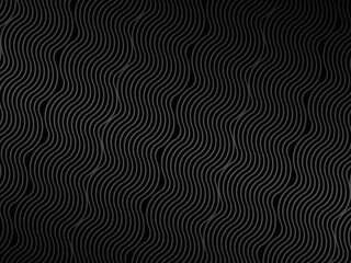 Black abstract background design. Modern wavy lines (guilloche curves) pattern in monochrome colors. Premium line texture for banner, business background. Dark horizontal vector template.