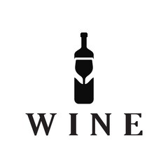 Wine logo with wine glasses and bottles.for night clubs,bars,cafe and wine shops.