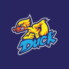 Duck mascot logo design vector with modern illustration concept style for badge, emblem and t shirt printing. Angry duck illustration for sport and esport team.