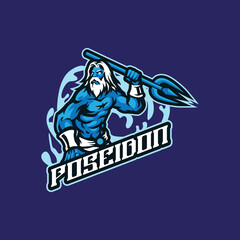 Poseidon mascot logo design vector with modern illustration concept style for badge, emblem and t shirt printing. Poseidon illustration for sport and esport team.