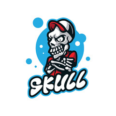 Skull mascot logo design vector with modern illustration concept style for badge, emblem and t shirt printing. Smart skull illustration.