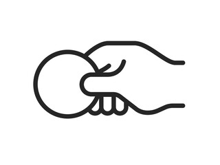 コインを持つ手のアイコン（線画）のイラスト