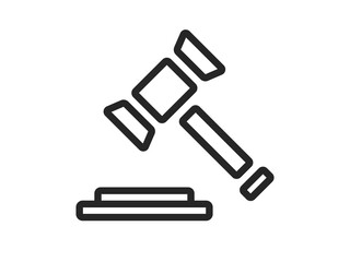オークションハンマーのアイコン（線画）のイラスト