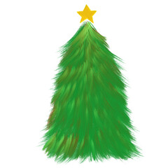 Green Christmas tree digital oil painting illustration