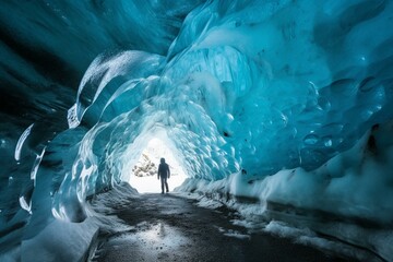 Entrance to icy cavern. Generative AI