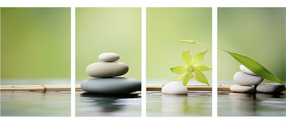 Minimalist Zen frame mock ups, serenity and balance, relaxing environment