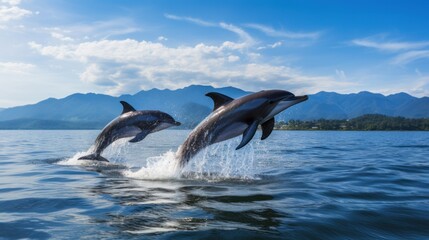 Obraz premium Dolphins leaping in Costa Rica Central America