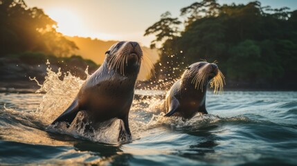 Fototapeta premium jumping seals