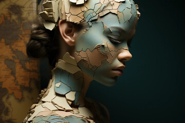 Woman with cracked face.  Broken Woman | Face of earth