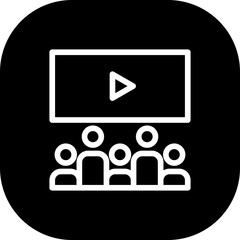 Audience cinema icon with black filled line outline style. cinema, movie, audience, film, theater, auditorium, entertainment. Vector Illustration