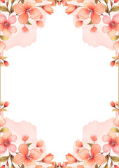 Peach modern background invitation template with floral and flower