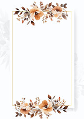 Brown modern background invitation template with floral and flower