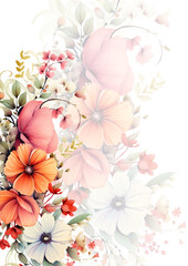 Fototapeta premium Pink orange and white vector realistic golden luxury invitation with flora and flower