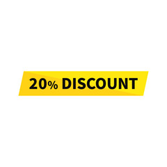 20 Discount In Yellow Rectangle Parallelogram Shape For Advertising Sale Business
