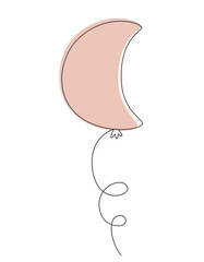 Crescent shaped balloon in doodle style. Beautiful holiday item.