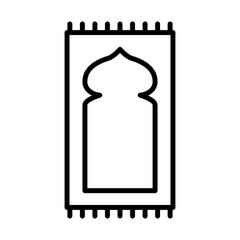 Praying mat fashion muslim icon with black outline style. religion, carpet, prayer, muslim, islamic, arabic, design. Vector Illustration