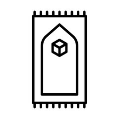 Praying mat fashion muslim icon with black outline style. religion, carpet, prayer, muslim, islamic, arabic, design. Vector Illustration