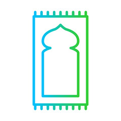 Praying mat fashion muslim icon with blue and green gradient outline style. religion, carpet, prayer, muslim, islamic, arabic, design. Vector Illustration