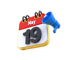 19th Day May Calendar 3D 