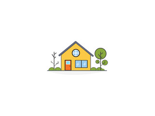 house with trees make with vector