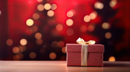 Luxury red gift box on the glitter background AI Generative