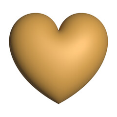 Gold heart 3d rendering romantic symbol valentine concept