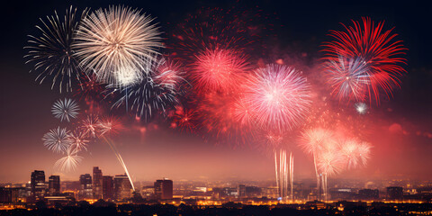fireworks in the city,New Years Eve Fireworks, Happy new year 2024, fireworks background
