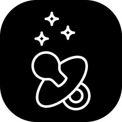 Baby pacifier hygiene icon with black filled line outline style. baby, pacifier, newborn, kid, child, cute, childhood. Vector Illustration