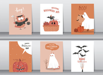 Set of characters  for Halloween in cartoon style,costume happy halloween party,cute animal,Vector illustrations.
- 660288071