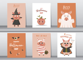 Set of characters  for Halloween in cartoon style,costume happy halloween party,cute animal,Vector illustrations.
- 660288077