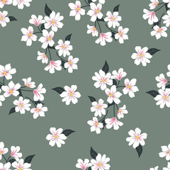 seamless smell vector flower design on blue background