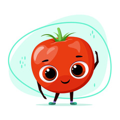 Cute tomato does sports. Cartoon style.
