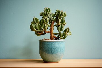 Pot with cactus plant, indoor greenery. Generative AI
