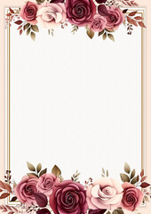 Pink white and red vector realistic golden luxury invitation with flora and flower
