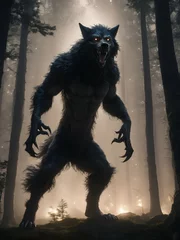 Türaufkleber Big werewolf in the forest © pla2u