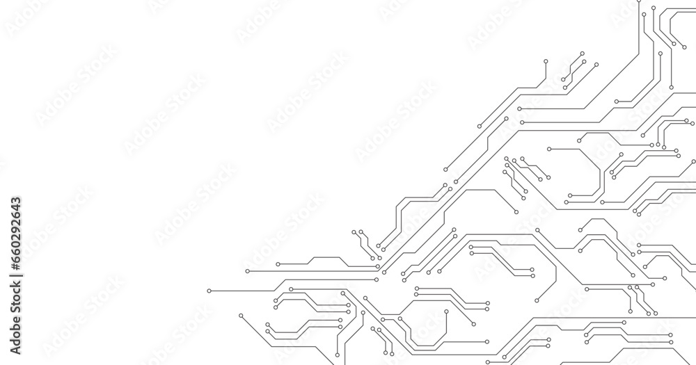 Poster Technology black circuit diagram concept. High-tech circuit board connection system.Vector abstract technology on a white background.