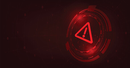 Hacking Concept. Attention warning attacker alert signs with exclamation marks on a dark red background. Security protection Concept. vector illustration.