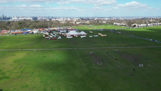 Circus and funfair 
Blackheath Southeast London drone,aerial 4K footage