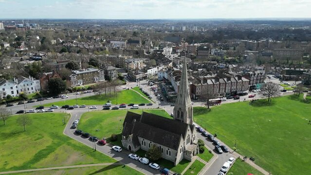 All Saints, church Blackheath London drone,aerial